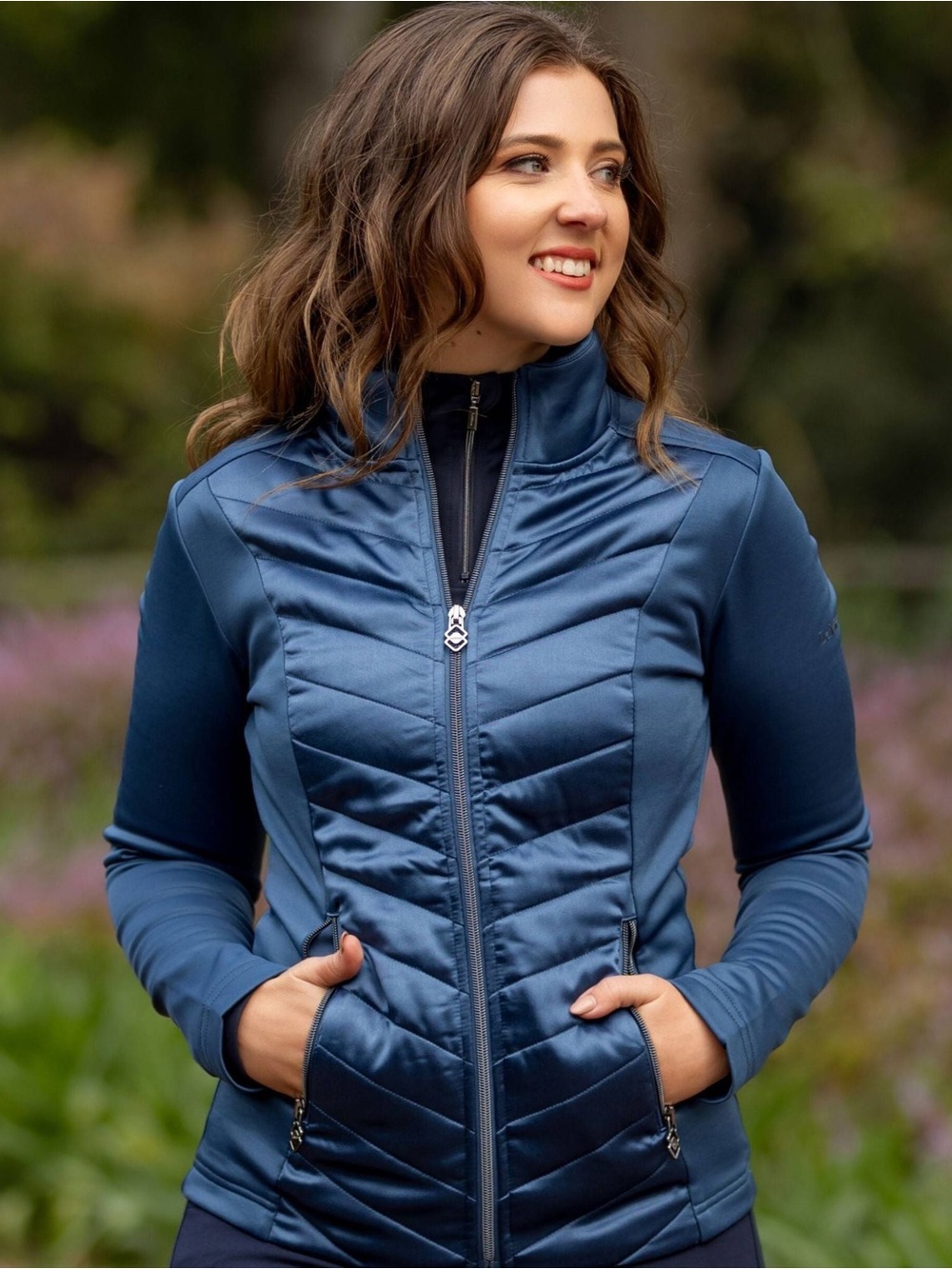 Lemieux Dynamique Equestrian Quilted Blue Jacket with Full Zip